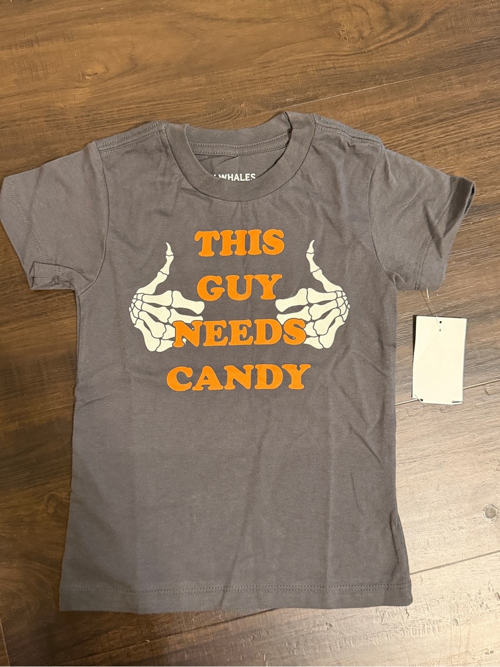 Tiny Whales Boys 2T This Guy Needs Candy Halloween Skeleton Graphic Tee 100% cot